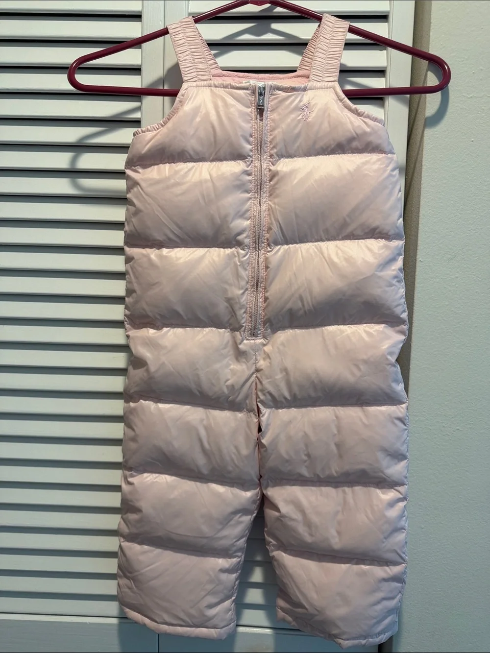 Ralph Lauren Light Pink Puffer Snow Overalls Size 18 months